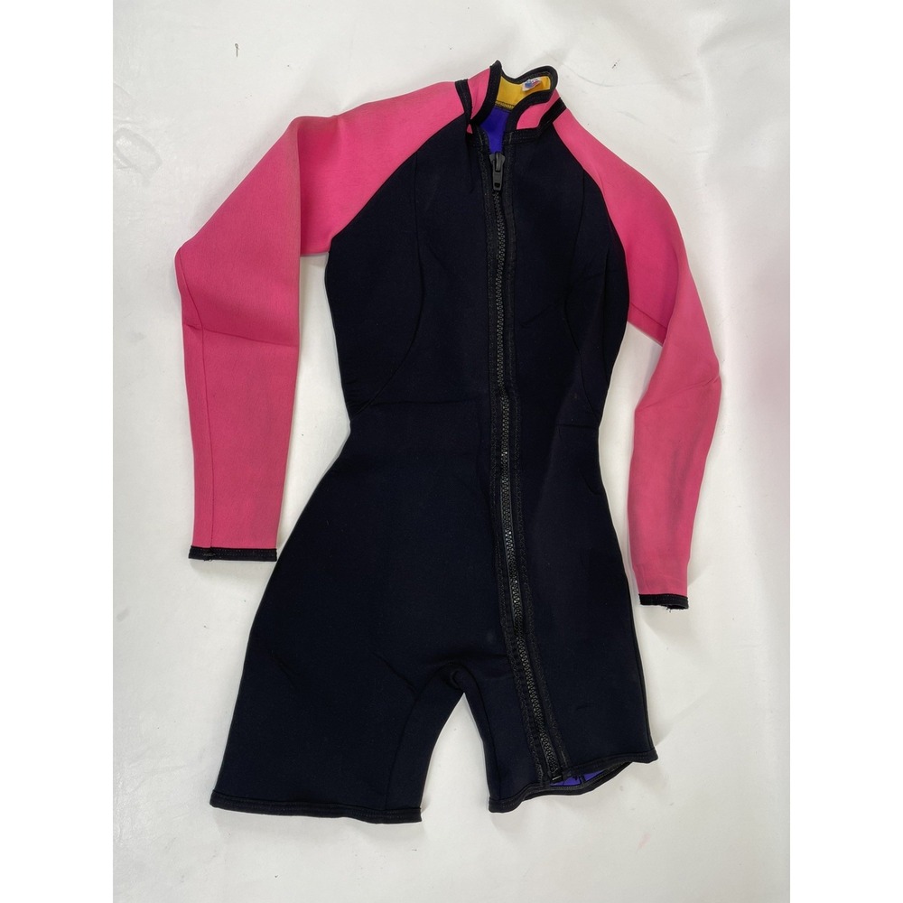 Wetsuit Front Zip Long Sleeve Womens Size 8 Black Pink Comp USA Made
